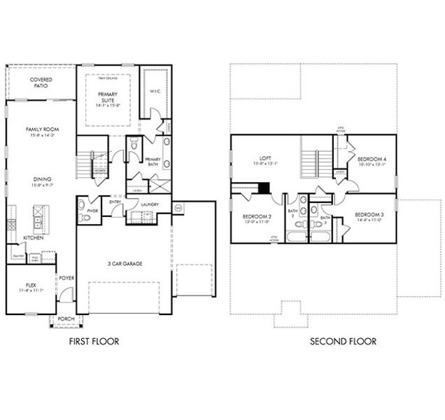 2D floor plan layout for the Manchester by Meritage Homes in Briarcreek - Bronze Series, Cane Ridge, TN (Image 3).
