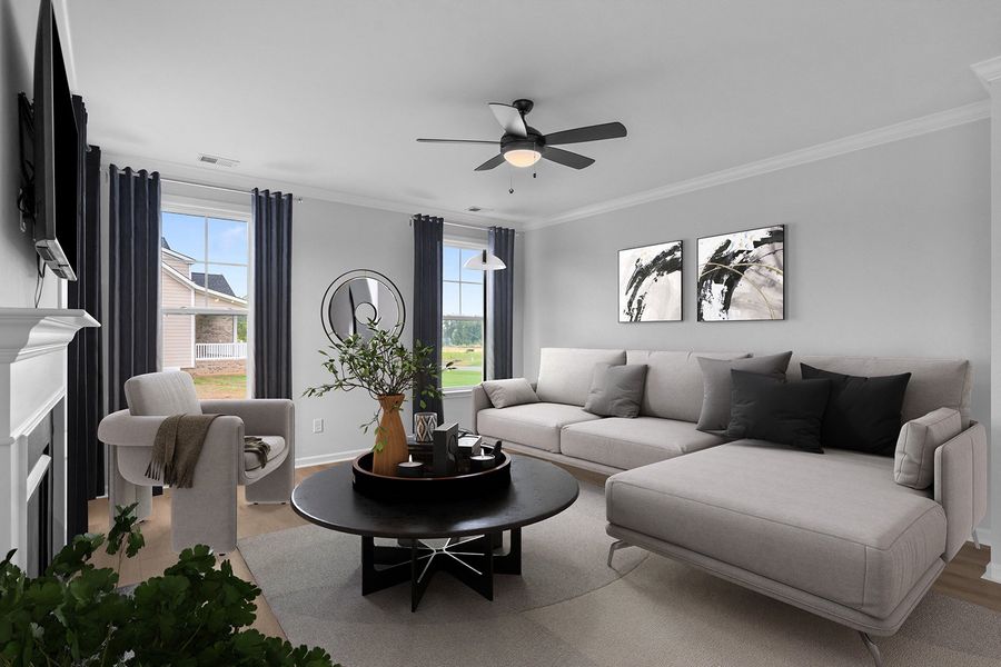Representative furnished interior of a home built from the Keowee - Vanguard Collection by Mungo Homes in Hanes Lake, Winston-Salem (Image 3).