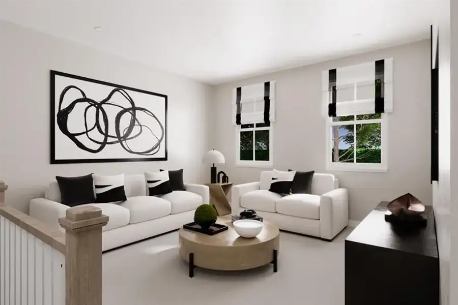 Representative furnished interior of a home built from the Emerson Quick Move-In by Ryan Homes in Lakes at Riverbend, Navassa (Image 8).