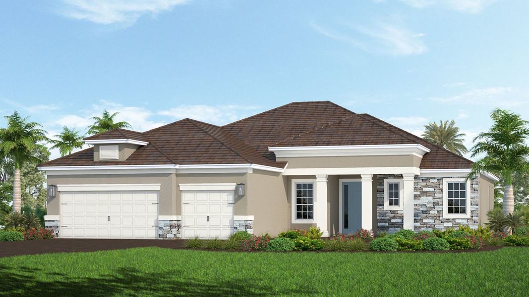 Representative exterior photo of a completed home built from the Sanibel by Neal Communities in Grand Park Real Estate and Homes for Sale in Sarasota, FL - Neal Communities, Sarasota, FL (Image 4).