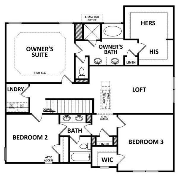 2D floor plan layout for the (SC)The Hunter | Front Entry by Reliant Homes in Cherokee Knoll, Williamston, SC (Image 9).
