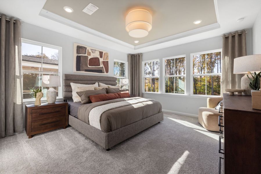 Furnished interior view inside a new home in Exchange at 401, Raleigh (Image 9).
