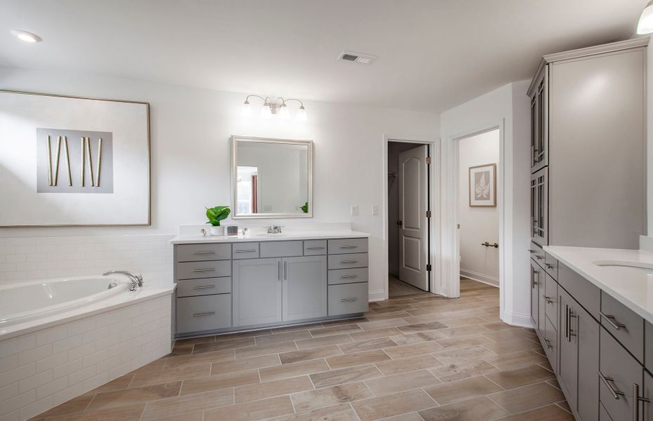 Owner's Bath Option 5 features tiled shower, soaki