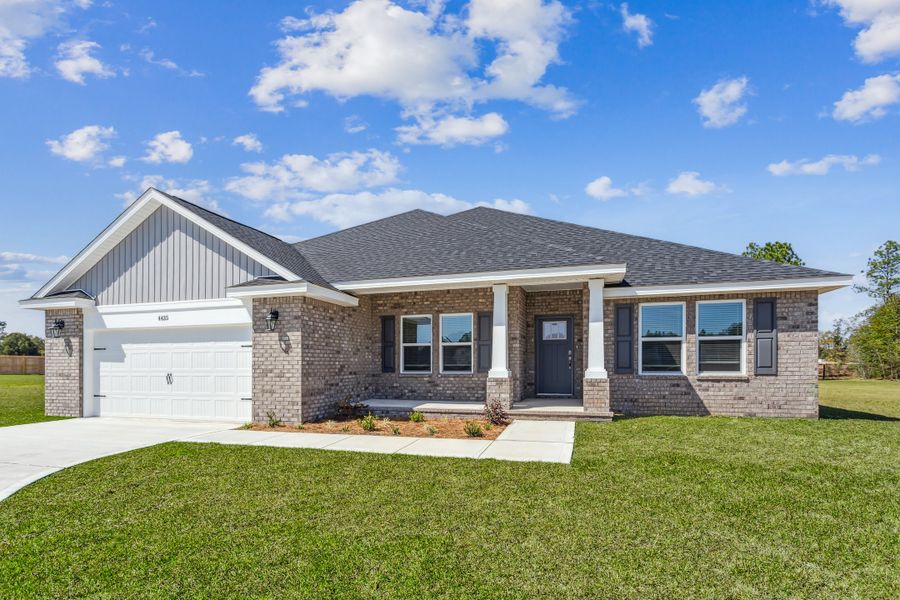 Representative exterior photo of a completed home built from the The Turquoise by Herbst Homes in Walther Reserve, Milton, FL (Image 41).