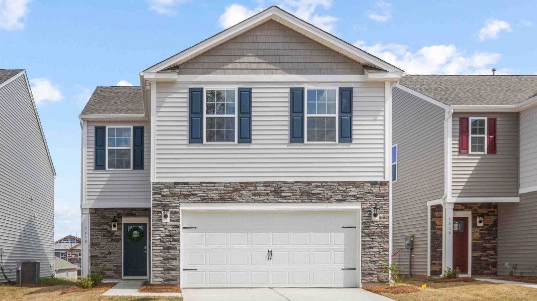 Front exterior of a new home in Zion Springs, Hickory, NC, highlighting curb appeal (Image 1). Front exterior of a new home in Zion Springs, Hickory, NC, highlighting curb appeal (Image 1).