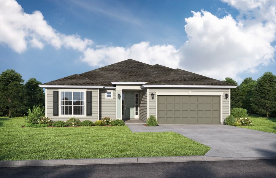 Representative exterior photo of a completed home built from the Fairview by SEDA New Homes in Sandy Ridge, Yulee, FL (Image 5). Representative exterior photo of a completed home built from the Fairview by SEDA New Homes in Sandy Ridge, Yulee, FL (Image 5).