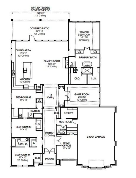2D floor plan layout for the 3274A by Perry Homes in Enchanted Creek 1 Acre, Allen, TX (Image 2). 2D floor plan layout for the 3274A by Perry Homes in Enchanted Creek 1 Acre, Allen, TX (Image 2).