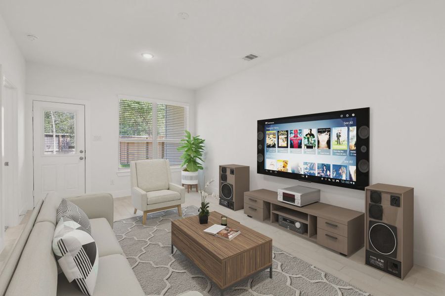 Representative furnished interior of a home built from the Margaux by Chesmar Homes in Meridiana Chateau, Manvel (Image 11).