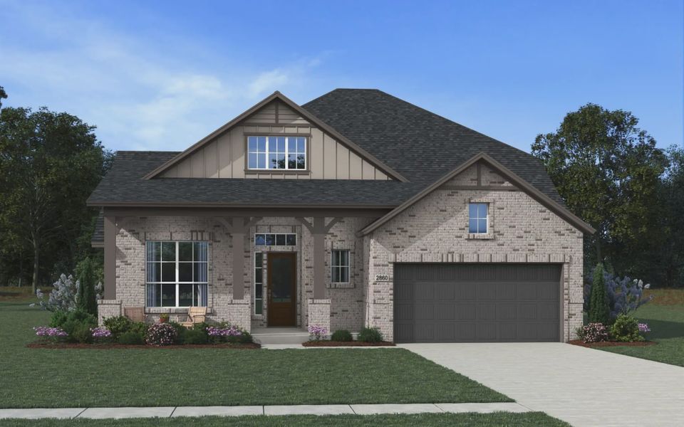 Representative exterior photo of a completed home built from the Bloomington by Chesmar Homes in Buffalo Crossing, Rosenberg, TX (Image 4). Representative exterior photo of a completed home built from the Bloomington by Chesmar Homes in Buffalo Crossing, Rosenberg, TX (Image 4).