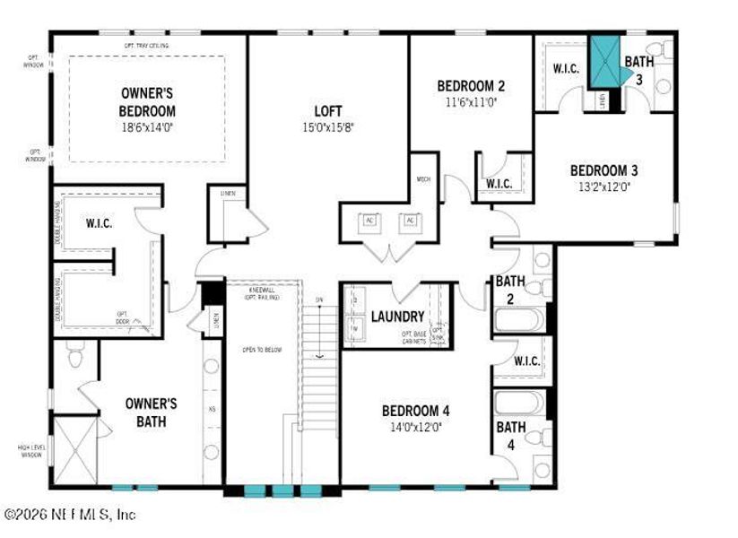 2D floor plan layout of this home in RiverTown, St. Johns, FL (Image 4).