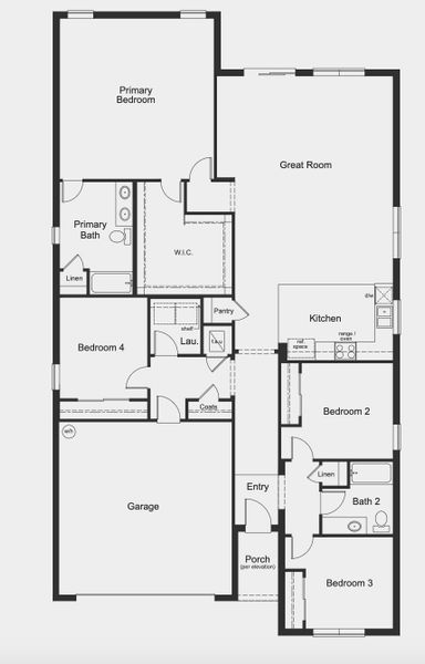 2D floor plan layout for the Plan 2168 by KB Home in The Preserve at Legends Pointe II, Hudson, FL (Image 3).