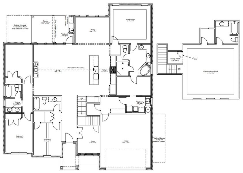 2D floor plan layout for the The Ellen II by Reece Homes in Greens Prairie Reserve, College Station, TX (Image 5). 2D floor plan layout for the The Ellen II by Reece Homes in Greens Prairie Reserve, College Station, TX (Image 5).