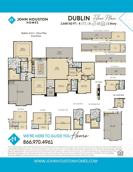 2D floor plan layout for the Dublin by John Houston Homes in Valor Estates, Temple, TX (Image 3).
