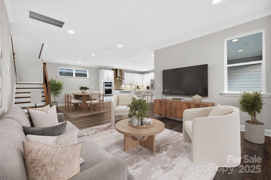 Virtually Staged Living and Dining Room