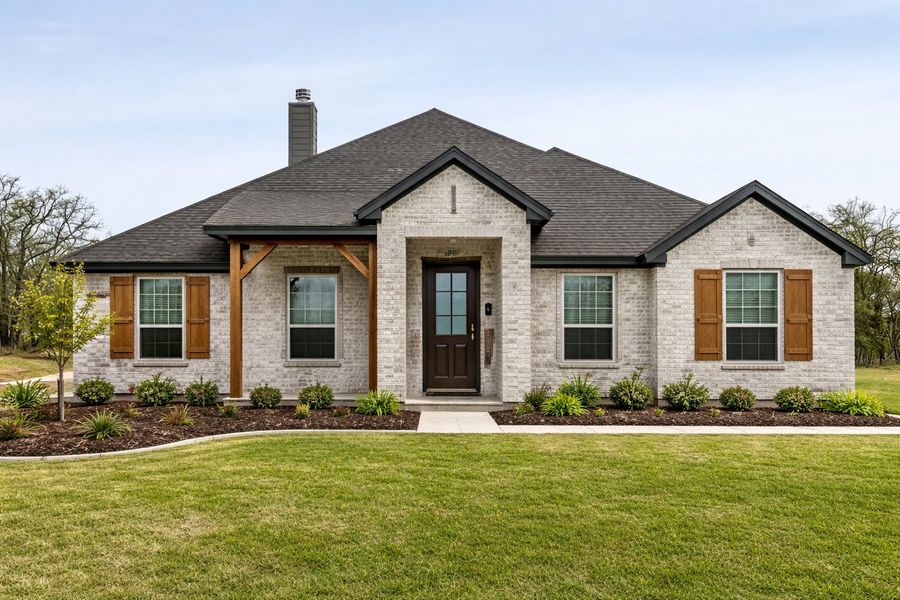 Representative exterior photo of a completed home built from the McKinley V by Cheldan Homes in Arbor Oaks, Boyd, TX (Image 26).