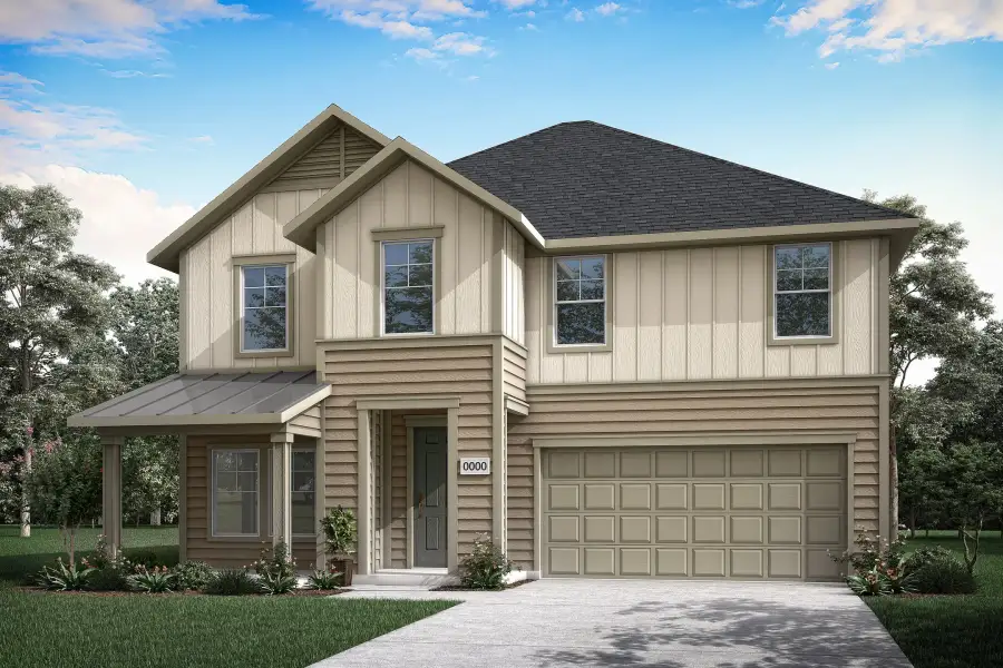 Representative exterior photo of a completed home built from the Ivy by Tri Pointe Homes in Bridgewater, Midlothian, TX (Image 14). Representative exterior photo of a completed home built from the Ivy by Tri Pointe Homes in Bridgewater, Midlothian, TX (Image 14).
