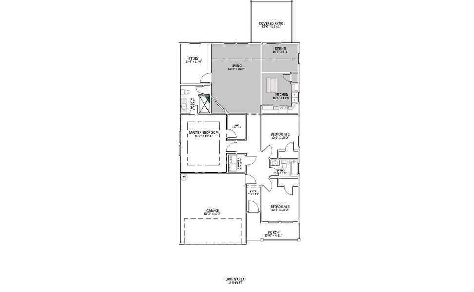 2D floor plan layout for the Bishop by Enchanted Homes in Arcadia Village, Spartanburg, SC (Image 5).