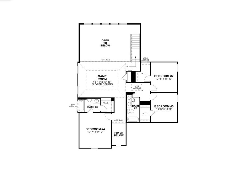 2D floor plan layout for the Whitley by M/I Homes in Summerview, Fulshear, TX (Image 5).