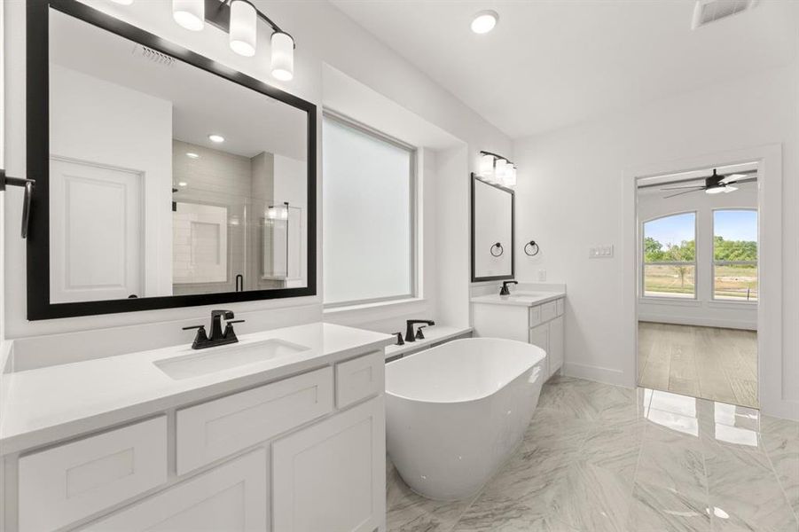 Furnished interior view inside a new home in Trails at Cottonwood Creek, Rowlett (Image 3). Furnished interior view inside a new home in Trails at Cottonwood Creek, Rowlett (Image 3).