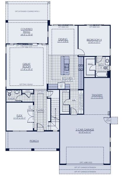 2D floor plan layout for the Cottonwood by William Ryan Homes in Alta Vida at Westpark, Buckeye, AZ (Image 4).