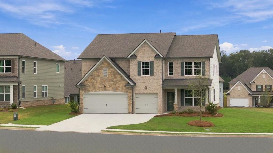Front exterior of a new home in Butner Estates, South Fulton, GA, highlighting curb appeal (Image 2).