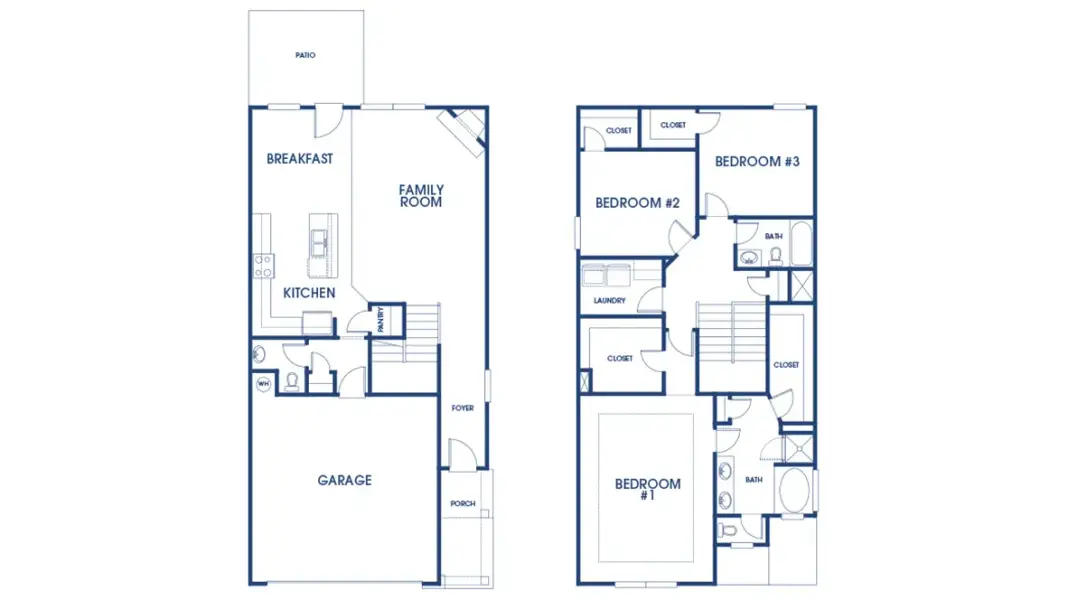 2D floor plan layout for the Saratoga by D.R. Horton in Branford Crossing, Stockbridge, GA (Image 3).