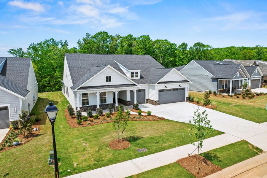 Front exterior of a new home in Carolina Riverside, Belmont, NC, highlighting curb appeal (Image 31).