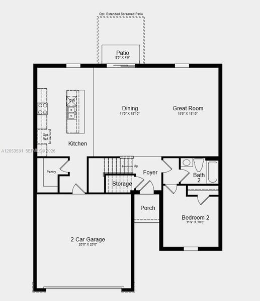 First Floor Plan - Additional Highlights Include: top load laundry package, refrigerator, extended LVP flooring on the first floor, window blinds throughout the whole house, and vertical blinds at sliding glass door First Floor Plan - Additional Highlights Include: top load laundry package, refrigerator, extended LVP flooring on the first floor, window blinds throughout the whole house, and vertical blinds at sliding glass door