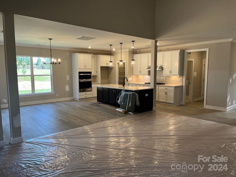 View of breakfast and kitchen