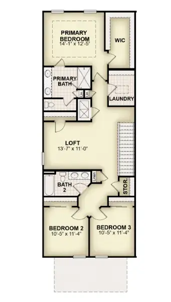 2D floor plan layout for the Charlotte by Rockwell Homes in Whaley Grove Townhomes, St. Cloud, FL (Image 4).