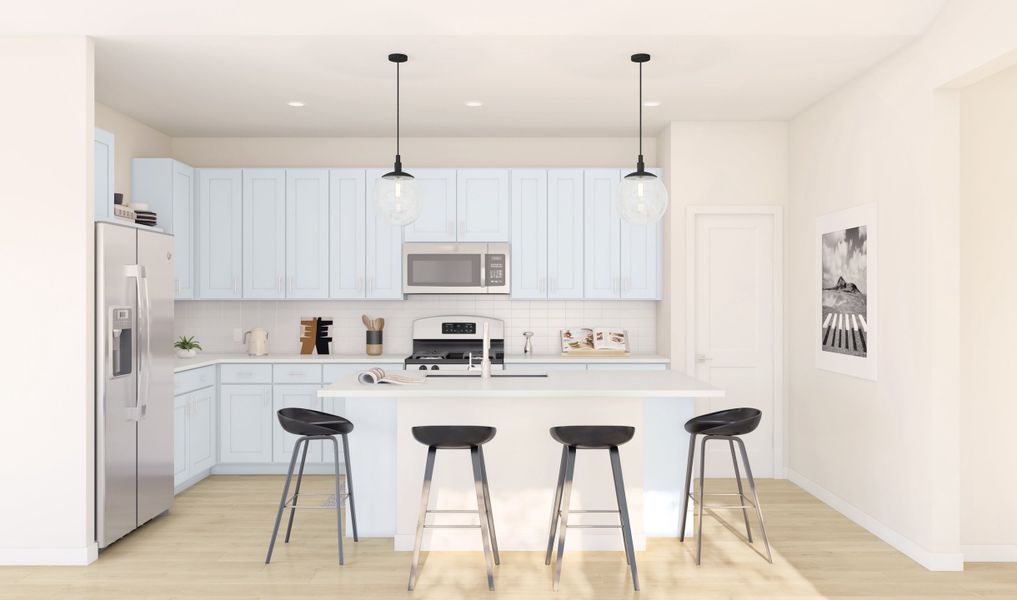 Kitchen with pendant lighting