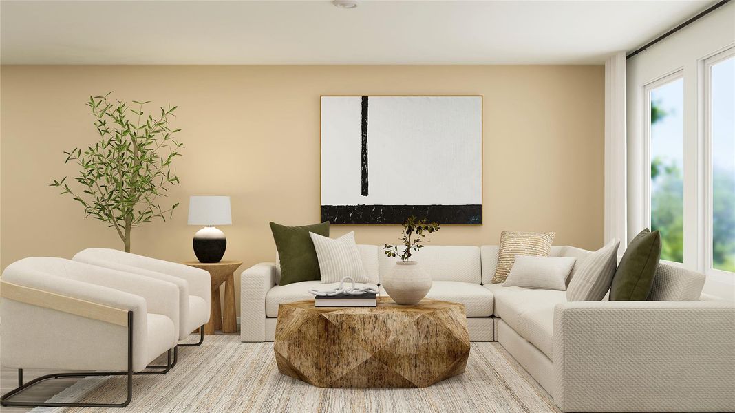 Furnished interior view inside a new home in Pradera: Cottage Collection, Uhland (Image 14). Furnished interior view inside a new home in Pradera: Cottage Collection, Uhland (Image 14).