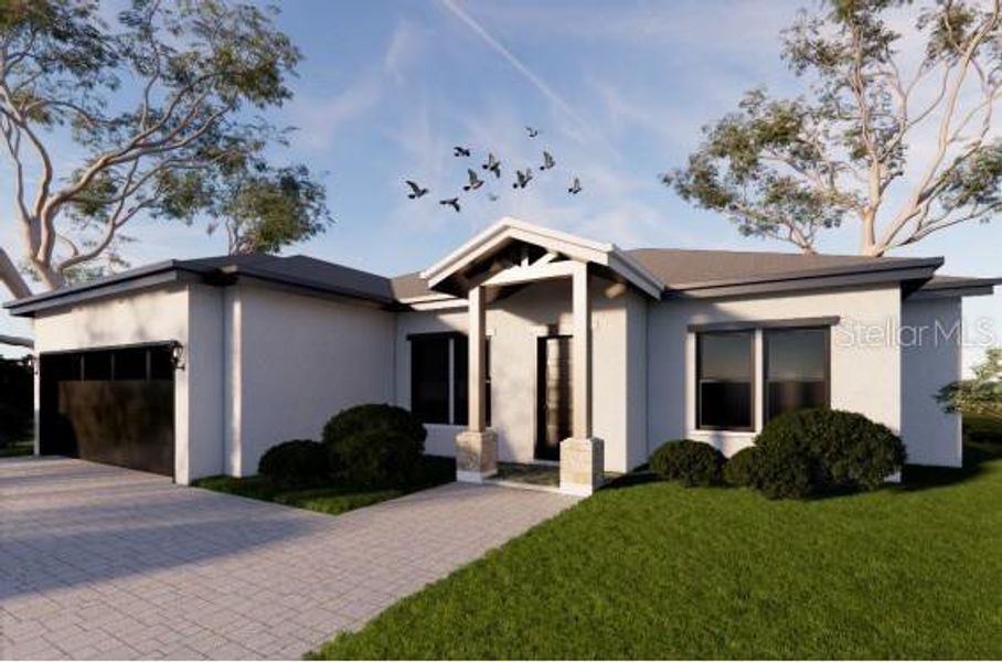 Front exterior of a new home in , Rotonda West, FL, highlighting curb appeal (Image 1).
