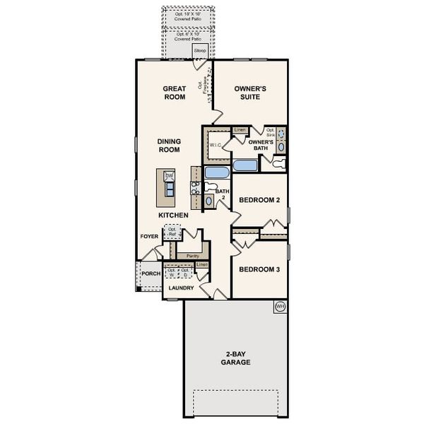 2D floor plan layout for the Isabel by Century Communities in Pinnacle at Cottonwood Creek, San Marcos, TX (Image 2). 2D floor plan layout for the Isabel by Century Communities in Pinnacle at Cottonwood Creek, San Marcos, TX (Image 2).