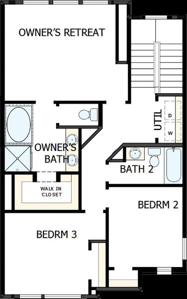 2D floor plan layout of this home in Trails at Waterside - Villas Series, Fort Worth, TX (Image 7).