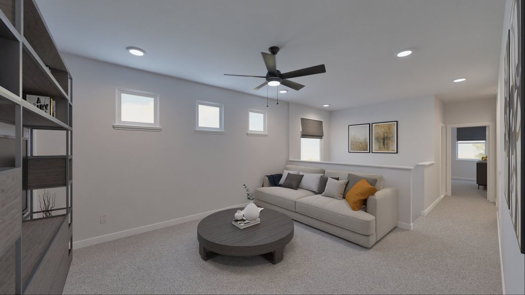 Representative furnished interior of a home built from the Falyn by Risewell Homes in The Porch at Du Pre, Buda (Image 9).