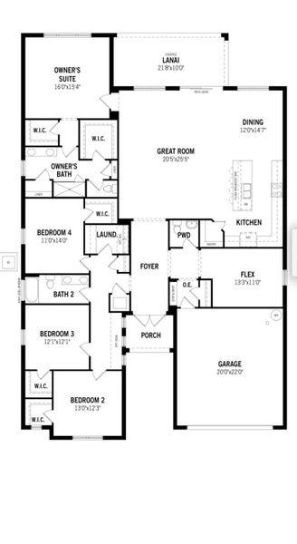 2D floor plan layout of this home in Tradition - Cadence, Port St. Lucie, FL (Image 5).