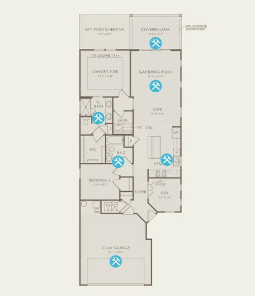 2D floor plan layout of this home in Del Webb Wildlight, Wildlight, FL (Image 5). 2D floor plan layout of this home in Del Webb Wildlight, Wildlight, FL (Image 5).
