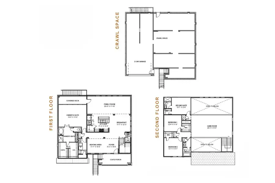2D floor plan layout for the Aspen 3400 SH by Saratoga Homes in Townsen Landing, Humble, TX (Image 3).