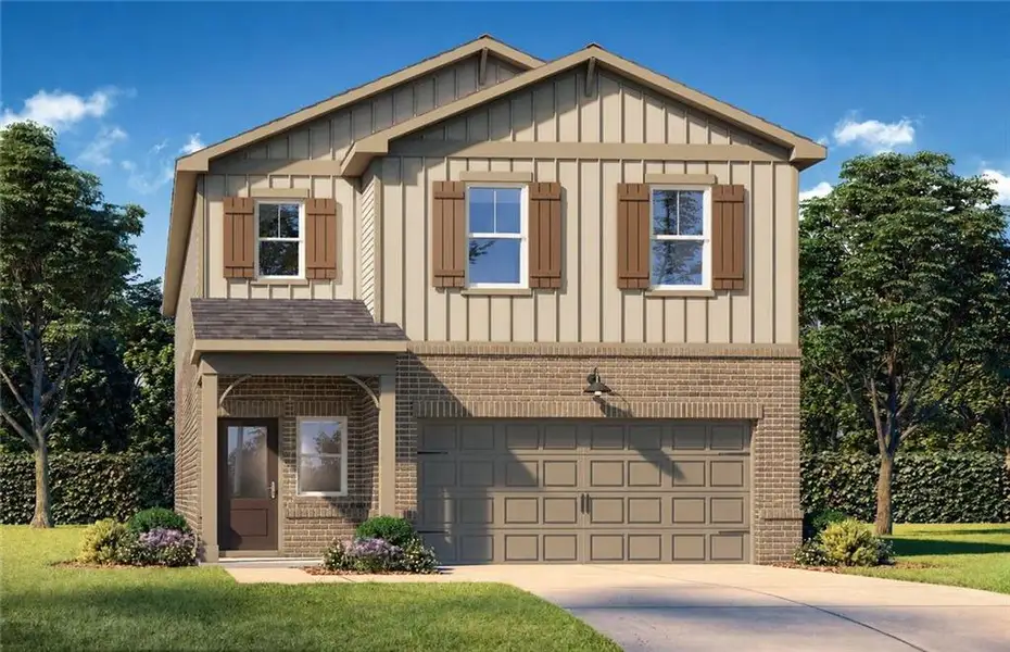 Front exterior of a new home in Greene Farm, Cartersville, GA, highlighting curb appeal (Image 27).