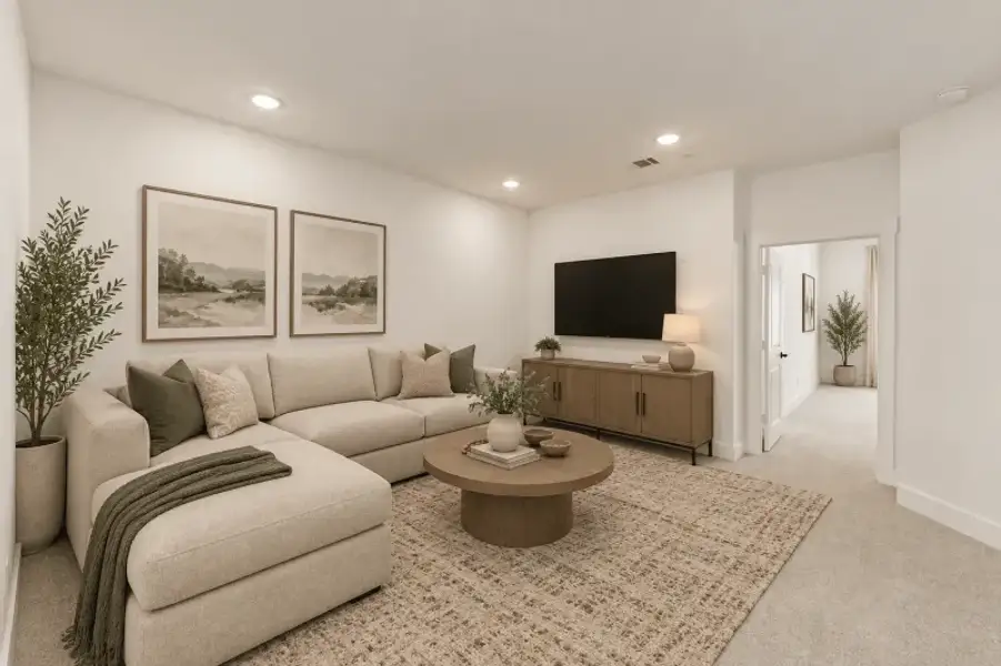 Furnished interior view inside a new home in The Preserve on the Park, Addison (Image 6).
