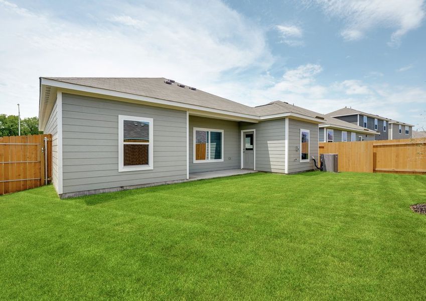 The Sabine has a fully fenced-in backyard. The Sabine has a fully fenced-in backyard.