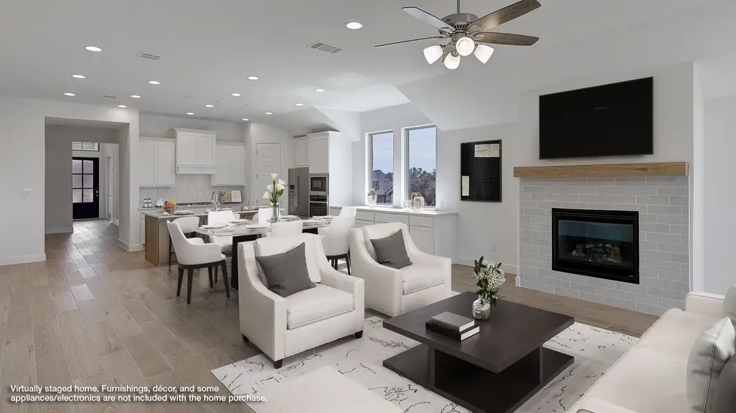 Representative furnished interior of a home built from the 2776W by Perry Homes in Lariat 60', Liberty Hill (Image 4). Representative furnished interior of a home built from the 2776W by Perry Homes in Lariat 60', Liberty Hill (Image 4).