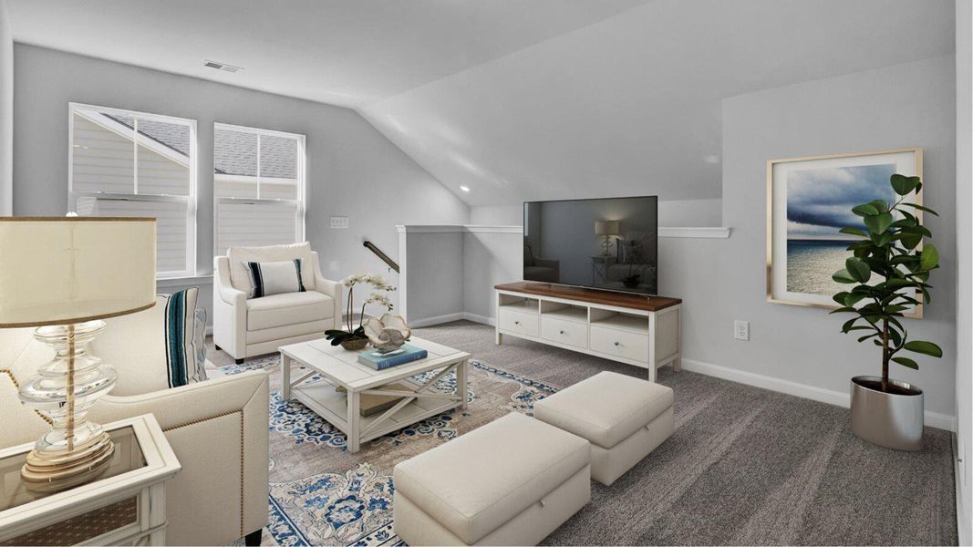 Furnished interior view inside a new home in Sweetgrass at Summers Corner, Summerville (Image 3). Furnished interior view inside a new home in Sweetgrass at Summers Corner, Summerville (Image 3).