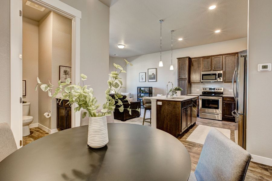 Representative furnished interior of a home built from the The Eldorado by Landmark Homes in The Lakes at Centerra, Loveland (Image 5). Representative furnished interior of a home built from the The Eldorado by Landmark Homes in The Lakes at Centerra, Loveland (Image 5).