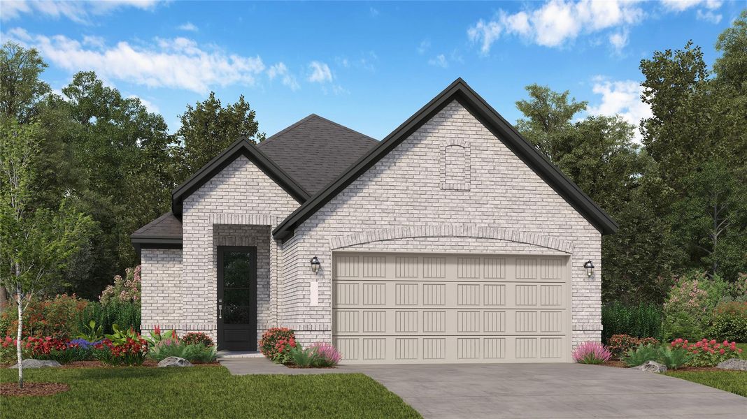 Front exterior of a new home in Binford Creek, Waller, TX, highlighting curb appeal (Image 1). Front exterior of a new home in Binford Creek, Waller, TX, highlighting curb appeal (Image 1).