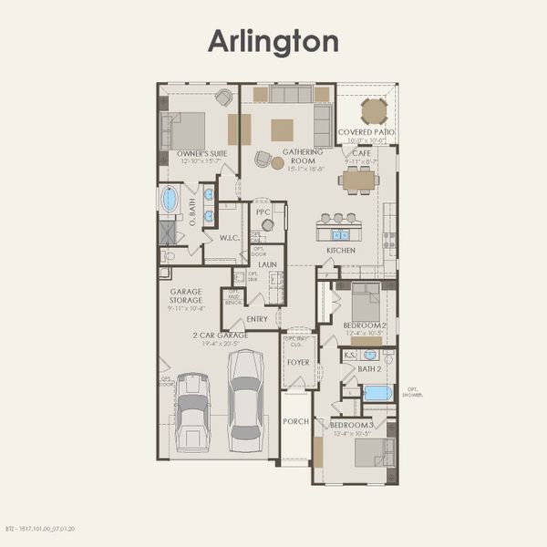 2D floor plan layout for the Arlington by Pulte Homes in Saddleback at Santa Rita Ranch, Liberty Hill, TX (Image 3). 2D floor plan layout for the Arlington by Pulte Homes in Saddleback at Santa Rita Ranch, Liberty Hill, TX (Image 3).