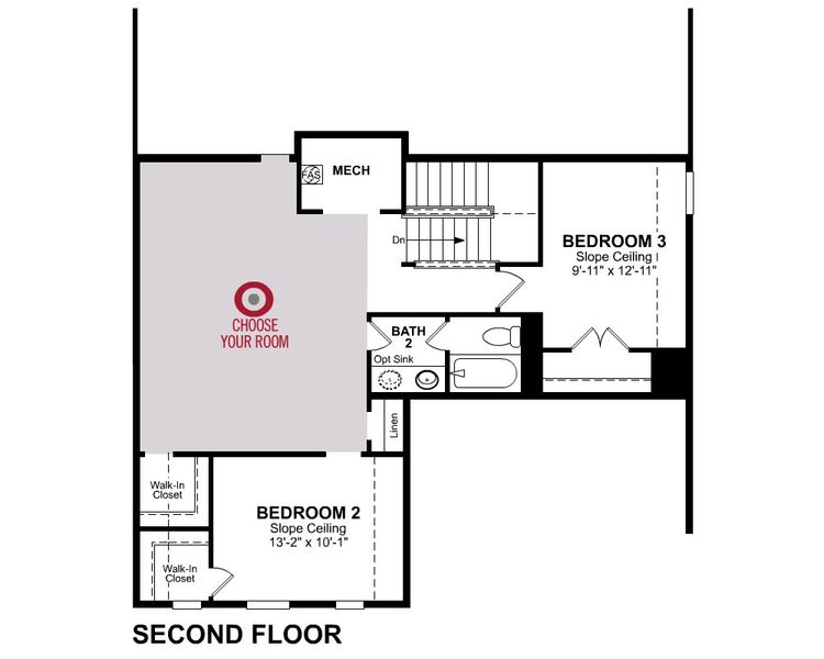 2D floor plan layout for the Cascade by Beazer Homes in Lake Pointe, Little Elm, TX (Image 5).