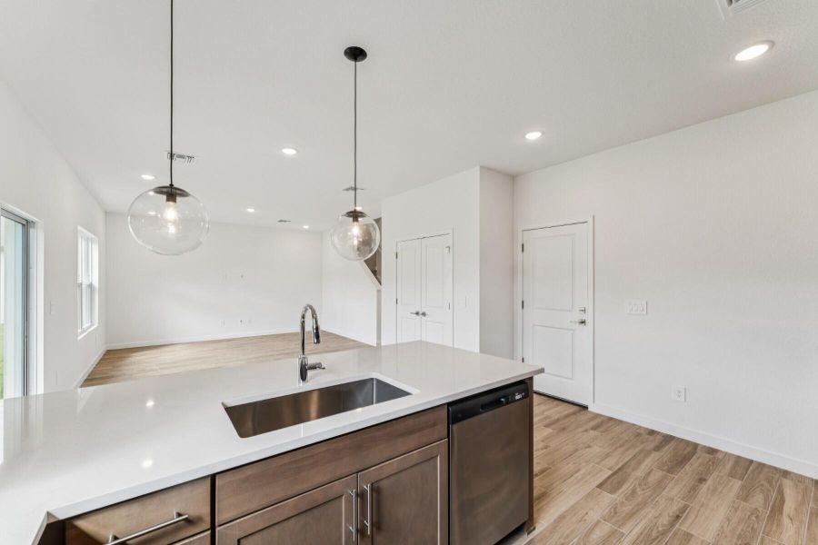 Kitchen, Great Room & Dining Area