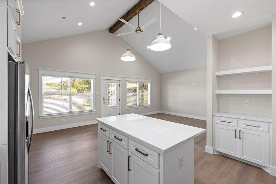 Beautiful cabinets and large island